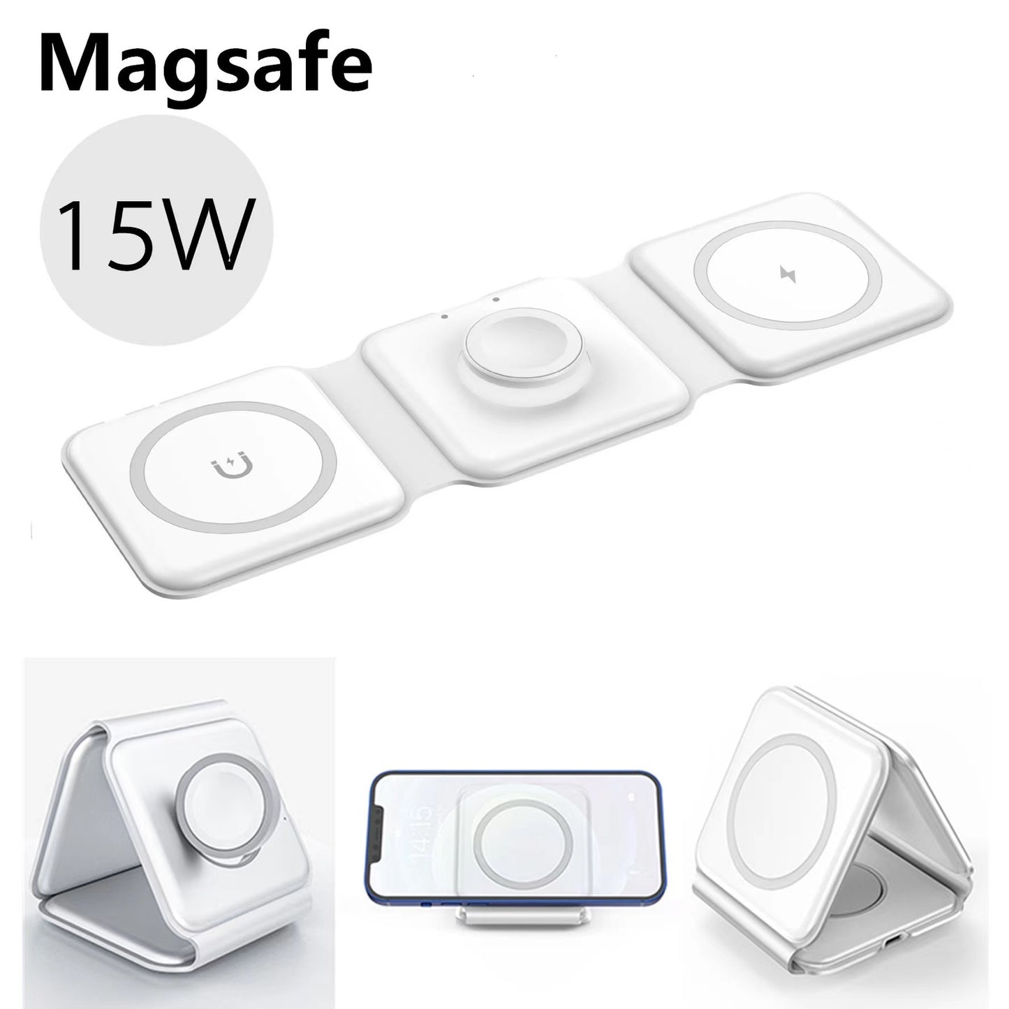 3 in 1 Wireless Charger for Apple Devices, Magnetic Foldable Charging station for iPhone 15/14/13/12, AirPods Pro 2/Pro/3, iWatch, Small Charger for Traveling